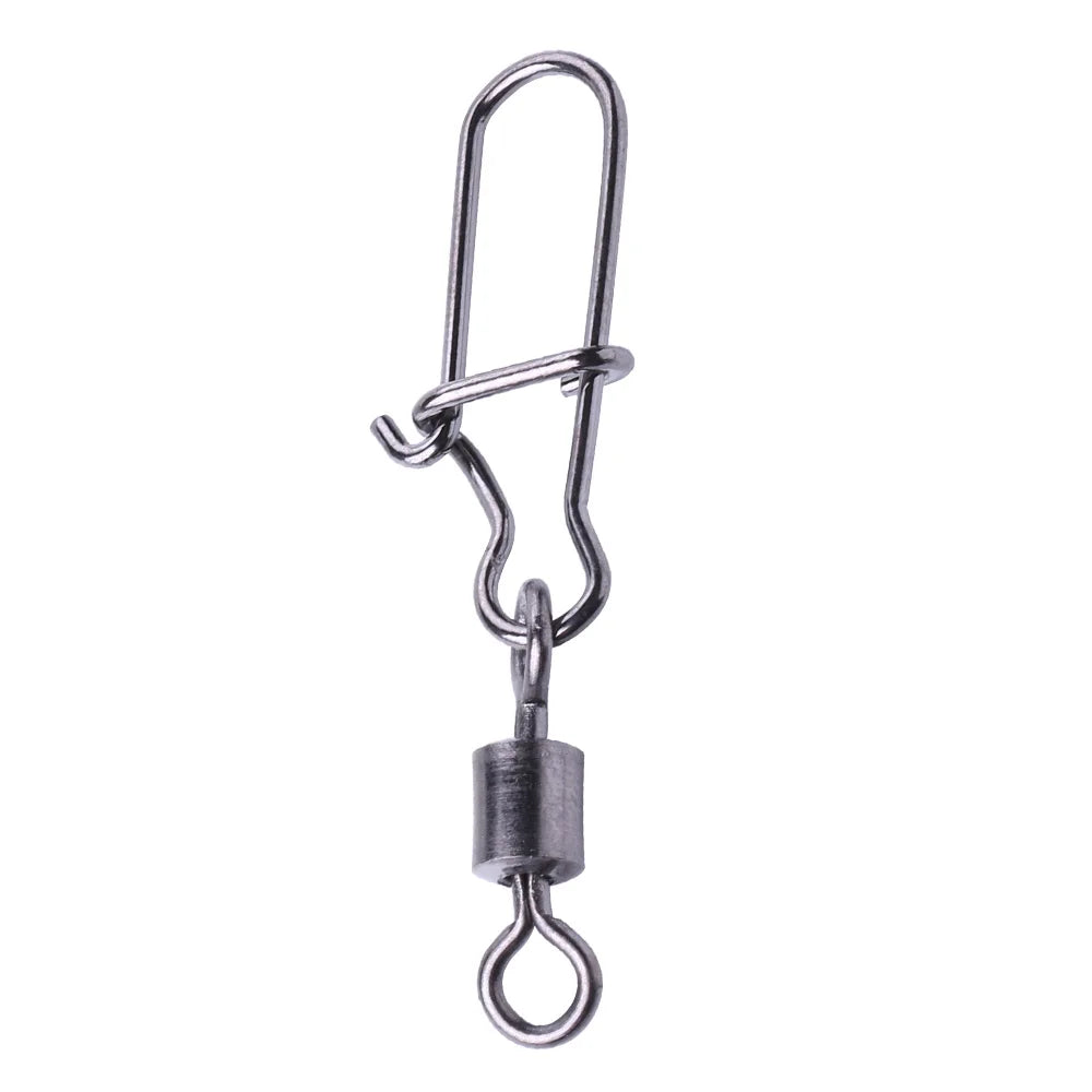 50pcs/bag High Strength Fishing Snap Swivels Ball Bearing Swivels Group Stainless Fishing Accessories