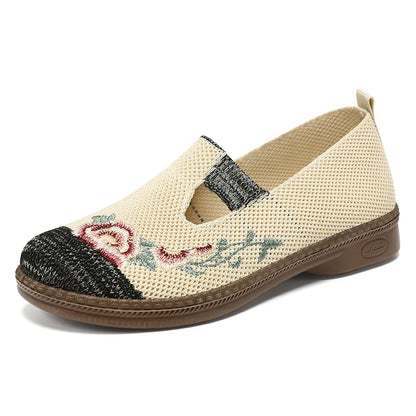 Comfortable Women Casual Embroidered Linen Shoes Vintage Cozy Breathable Lily Fisherman Shoes Sandals
