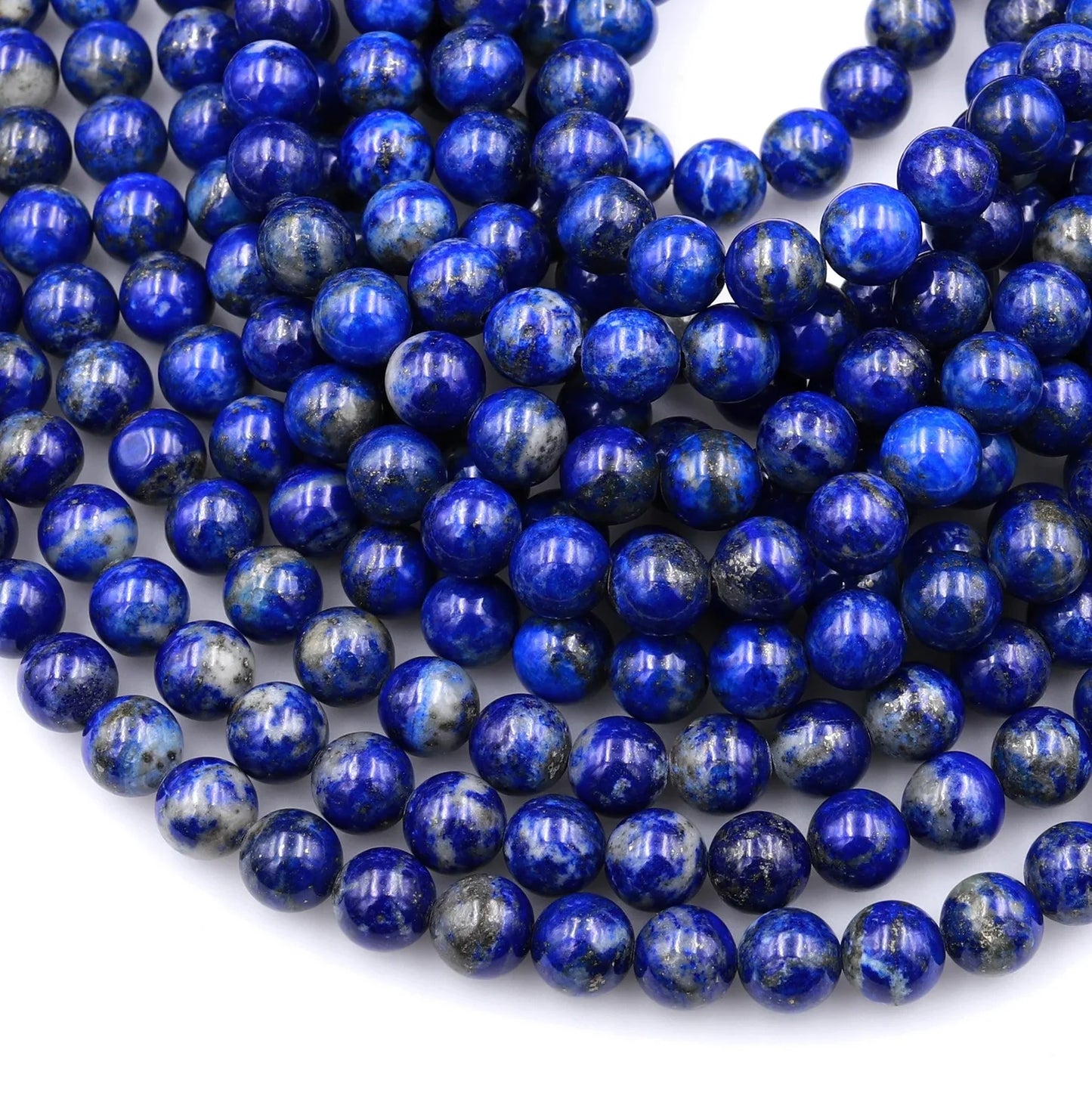 Great Gems Genuine 100% Natural Blue Lapis 3-12mm Ball Beads Casual Unisex Necklace for Anniversary
