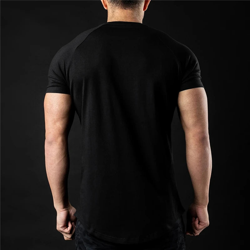 Plain T Shirt Men New Fashion Tee Shirts Summer Cotton Short Sleeve Tshirt Fitness Mens Gym Clothing Casual Sports T Shirts