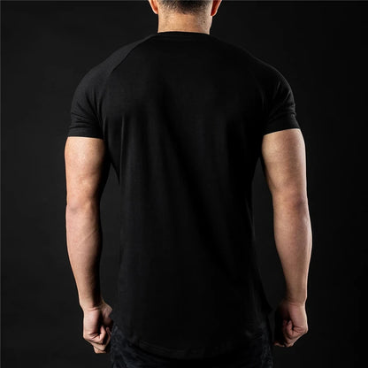 Plain T Shirt Men New Fashion Tee Shirts Summer Cotton Short Sleeve Tshirt Fitness Mens Gym Clothing Casual Sports T Shirts