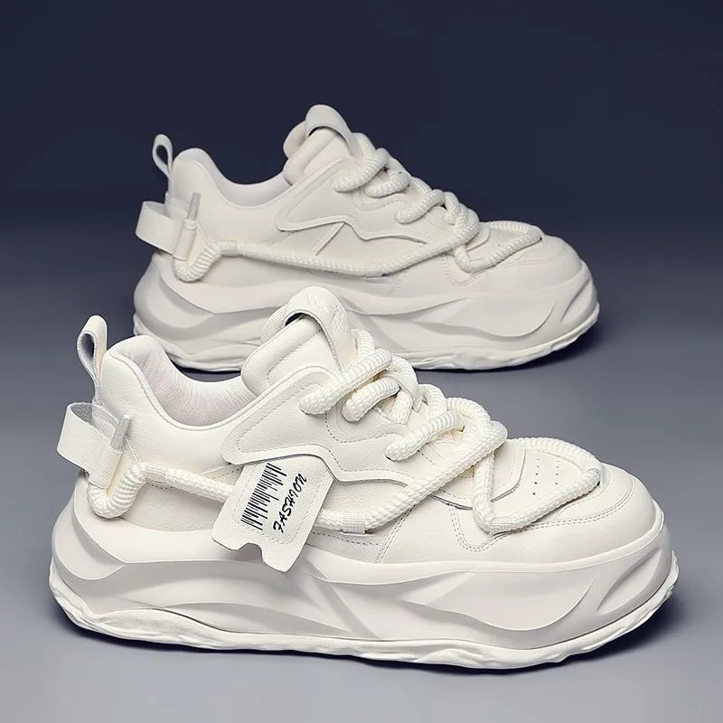 Breathable Summer New Thick Soles with Increased Inner Height Small White Shoes Men's Trendy and Versatile Casual Board Shoes