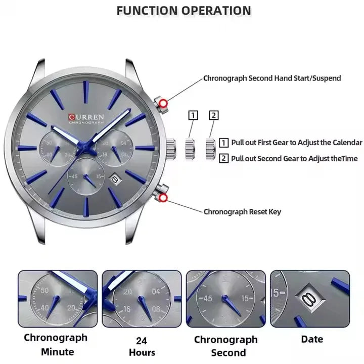 CURREN 8435 Classic Hot Sell Chronograph Quartz Watch Men Reloj Fashion Casual Business Sports Watches Male Wrist Watch for Mens