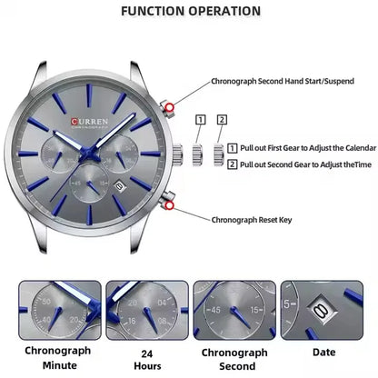 CURREN 8435 Classic Hot Sell Chronograph Quartz Watch Men Reloj Fashion Casual Business Sports Watches Male Wrist Watch for Mens