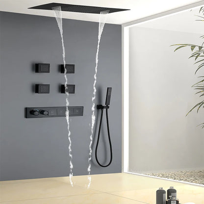 Homein Sanitary Ware, American Warehouse in Stock, Thermostatic Shower Set, Matte Black, Multi-functional Bathroom Shower Set