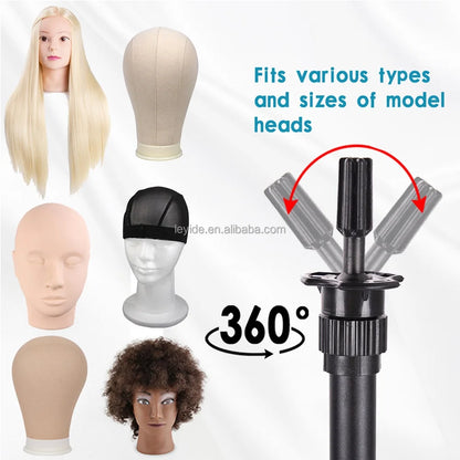 US Local Fast Delivery Cosmetology Training Head Tripod Black Mannequin Tripod Wig Stand Tripod for Wig Making with Foot Pedal