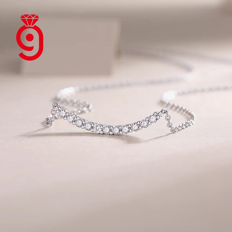 Custom Moissanite Pendant Necklace VVS1 Diamond Simple Charm Bar Necklace Women Gift 925 Sterling Silver Jewelry Necklace