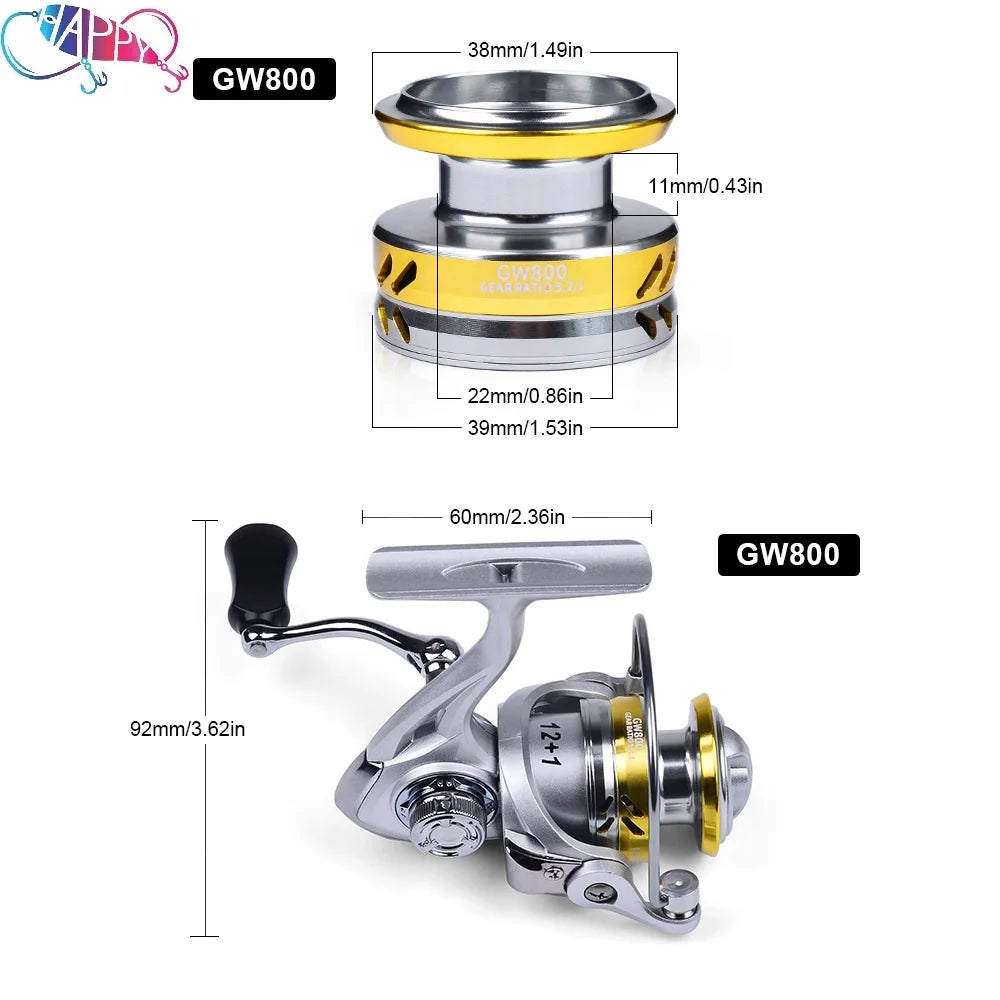 Max Drag 8kg LIGHTWEIGHT Deep spool 800S Metal Spool left right inter-changeable handle Fishing Reel Carp Spinning Fishing Reel