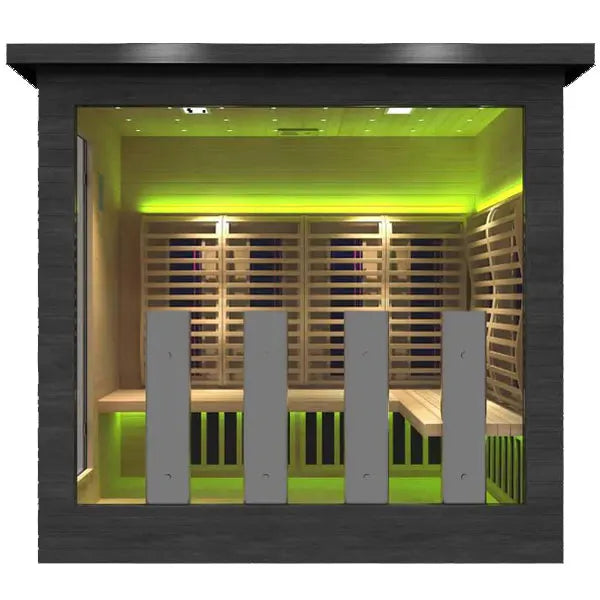 Modern Design Movable Outdoor Sauna Room with Porch Solid Wood Cylinder Door Matched with Far Infrared Sauna Stove