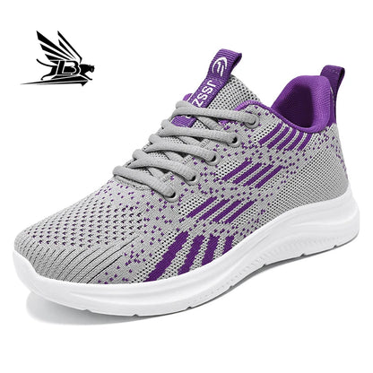 Design Multicolor Fly Woven Upper Light Breathable Women's Large Casual Fashion Sneaker