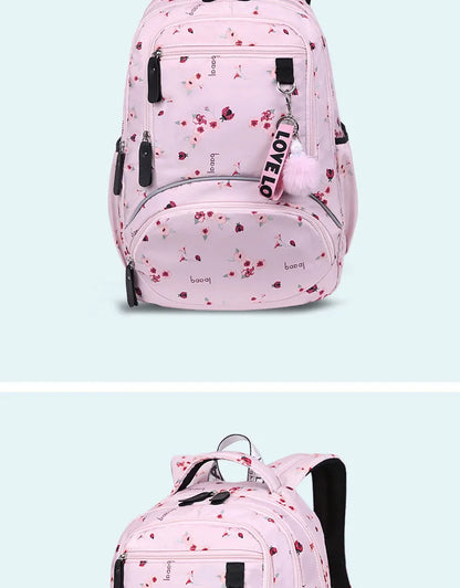 Cherry blossoms elementary school backpack for girls black pink floral bookbag fashion school bags for girls cute flower bookbag