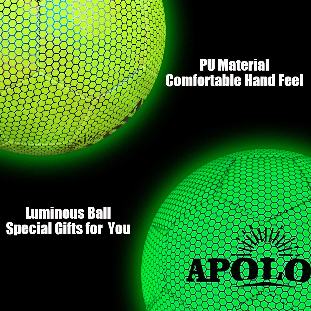 Custom Holographic Soccer Ball Luminous Light Football Glowing in the Dark Soccer Ball  Size 4 5 PU Football for Sport Training