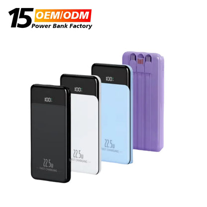 Custom LOGO PD22.5W Portable Ultrathin Charger Built-in Cable Mobile Power 10000mah Fast Charging 20W PowerBank 10000mah