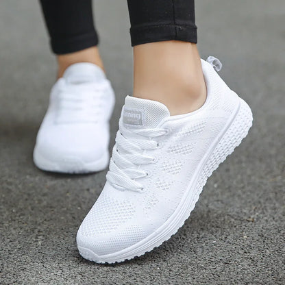 2026 NEW KJ 2024 Fashion Breathable Mesh Walking Vulcanized Shoes Women's White Sports Shoes Women's Tennis Women's Fitness