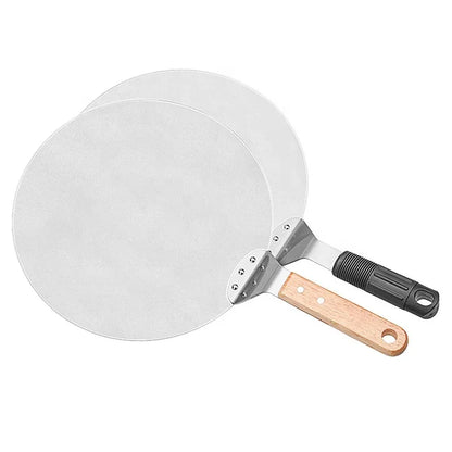 Stainless Steel Pizza Peel Wooden Handle Pizza Shovel Round Paddle Pizza Peels Cake Shovel Spatula Baking Tools