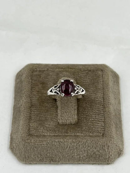 Elegant stylish Sterling Silver Garnet Gemstone Oval Shape Ring Handmade 925 Silver Vintage Design from Jaipur At Best Price