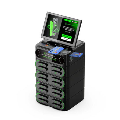 16-Slot Touch-Screen Integrated Portable Charging Station Stackable Cell Phone 4G Power Bank 6000mAh 60W Output for Rental