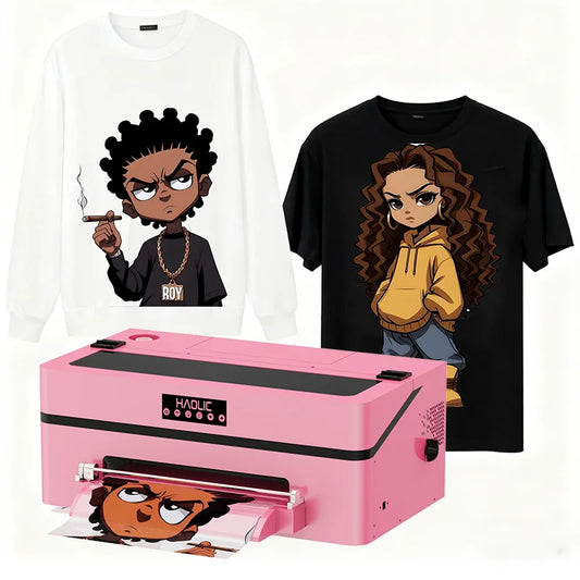 Haolic D8 DTF Printer Machine A3 33cm Tshirt Printing Full Automatic Small Business Desktop Pink XP600 Head by PDG ibma