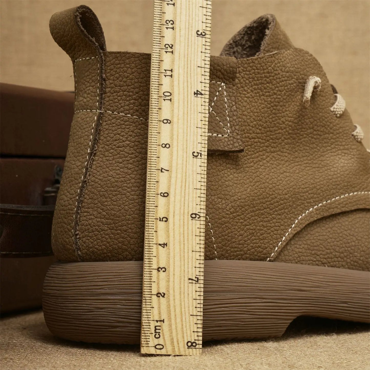 Men's Genuine Cow Leather Lace-up Round Toe Solid Walking Shoes Lightweight Outdoor Casual Style Rubber Outsole