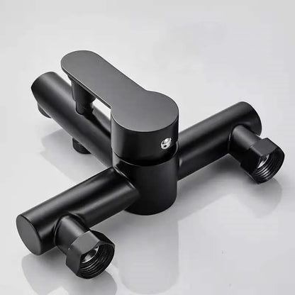 Hotel Contemporary Matte Black Stainless Steel 304 Dual Outlet Water Bathroom Wall Mounted Shower Bathtub Mixer Faucet Tap