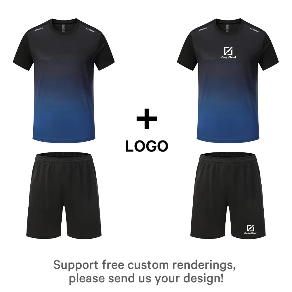 In Stock Fitness Workout Sports Quick Dry T Shirt Shorts 2 Pieces Sets 100% Polyester Custom Running Gym Tracksuits for Men
