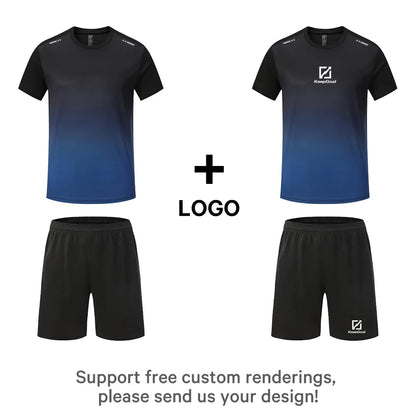 In Stock Fitness Workout Sports Quick Dry T Shirt Shorts 2 Pieces Sets 100% Polyester Custom Running Gym Tracksuits for Men