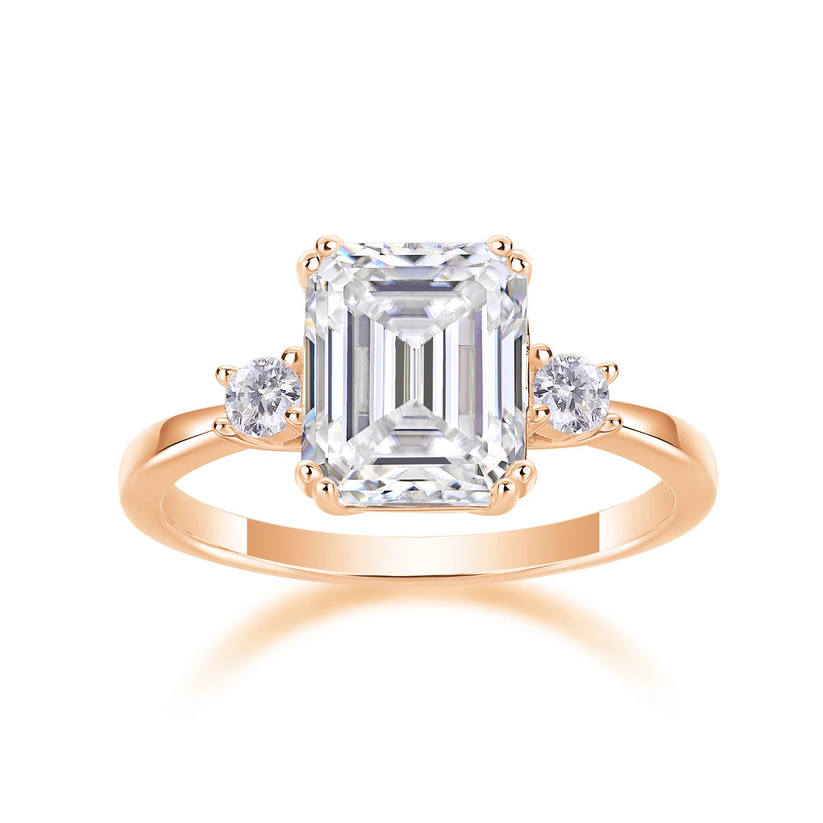 Luxury Female S925 Sterling Silver Moissanite Ring Women Emerald Cut Engagement Ring Fine Jewelry Ring