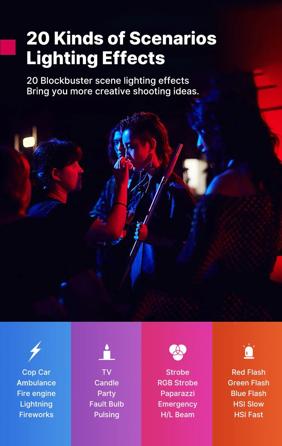 Ulanzi VL110 Handheld RGB Light Tube Stick Video soft Light 2500-9000K LED Photography Stick LED Light Wand Rechargeable