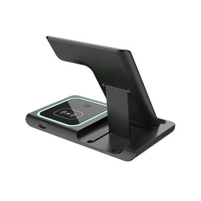 15w Fast Charging Multifunctional Chargers Station With Night Light 3 In1 Foldable Charger Mobile Phone Holder Watch Earphone