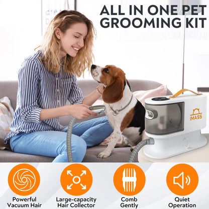 Professional 5 in 1 Pet Grooming Set Customizable 2L Dustbin Vacuum Clipper Rubber Brush Manual Power Hair Removal Dogs Cats