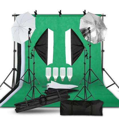 Photography Lighting Kit 2x3M Photo Background Backdrops Soft Umbrella Softbox Light Stand  Portable Bag For Photo Studio Shoot