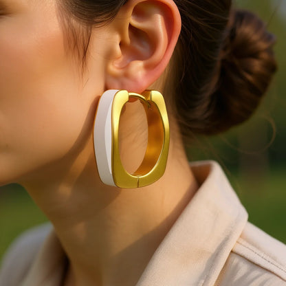 Golden Geometric Hoop Earrings Zinc Alloy Plated Unisex Fashion Jewelry Trendy Statement Ear Rings For Women Men