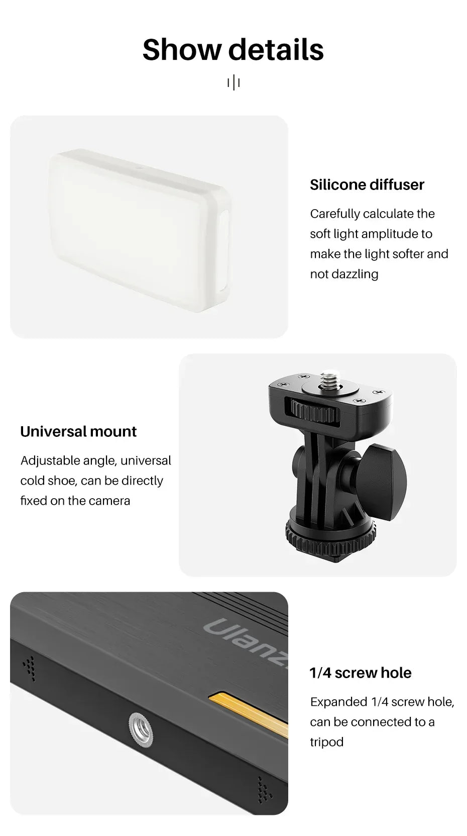 Ulanzi VL200 Led Video Light With Soft Diffuser 360°Ball Head 5000mAh 2500-9000k Fill Panel Lamp Camera Light for Youtube