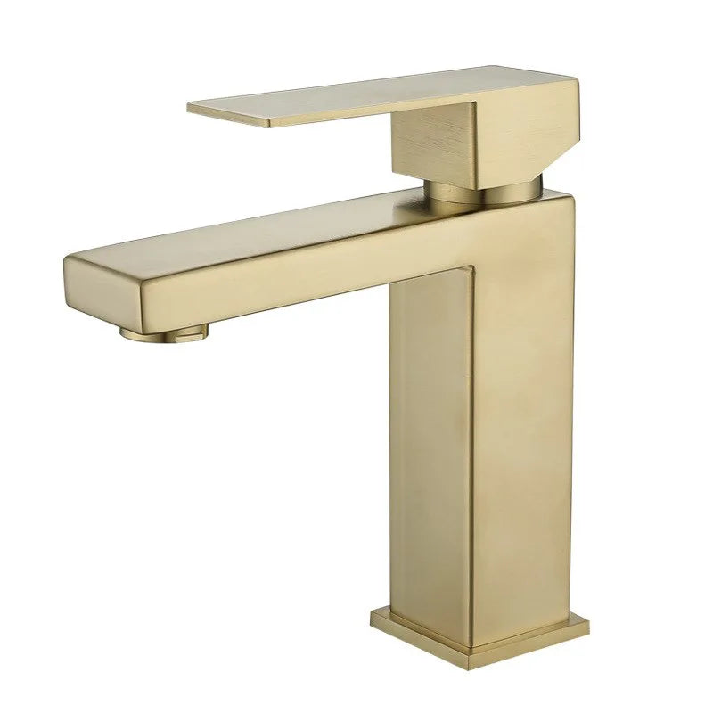 Golden Brushed Color SUS304 Stainless Steel Basin Faucet Single Lever Hand Wash Basin Faucet