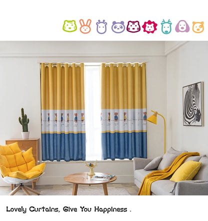 Ahoyikaa Cartoon Little Bear Blackout Curtain For Kids Room Children Curtains For Baby Boys Child Bedroom Living Room Window