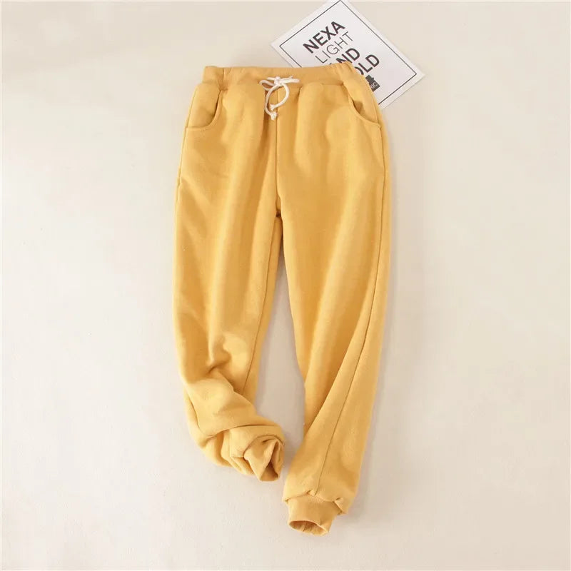 Lambskin Sweatpants Winter Women's Velvet  Autumn and Models Loose Thickening Was Thin Warm Pants