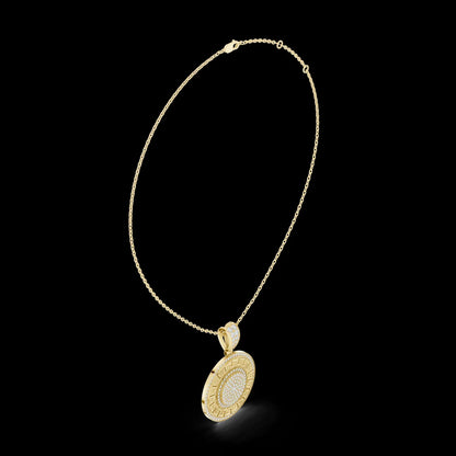 Halo Heart Diamond Pendant Necklace with Link Chain in 925 Silver Rose Gold Gold Plated Luxury Engagement Wedding Jewelry