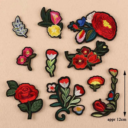 Black Flower Red Rose Embroidered Patch Iron On Patch Clothes Patch For Dress Hat Purse Clothing Woman