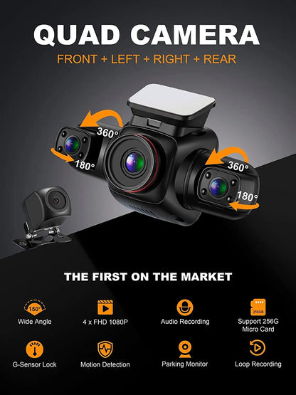 4 Channels 4*1080P Car Black Box 170 Car DVR GPS WiFi Dash Cam Taxi Driving Recorder IR Night Vision 4 Cameras DASHCAM