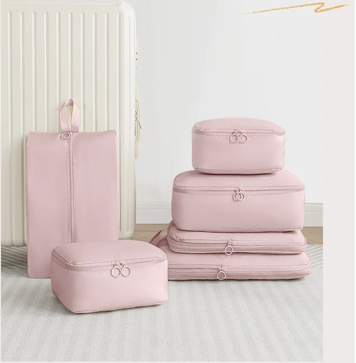Factory 6 Pieces of Sets Portable Clothes Pouch Travel Bag Set Suitcase Organizers Packing Cubes Luggage Organizer for Travel