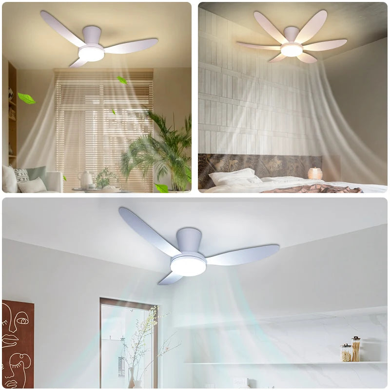 Poland in Stock Modern Dual Finish Blades 6-Speed Quiet DC Motor 3CCT LED Remote Control Patio Garage Ceiling Fan with Lights