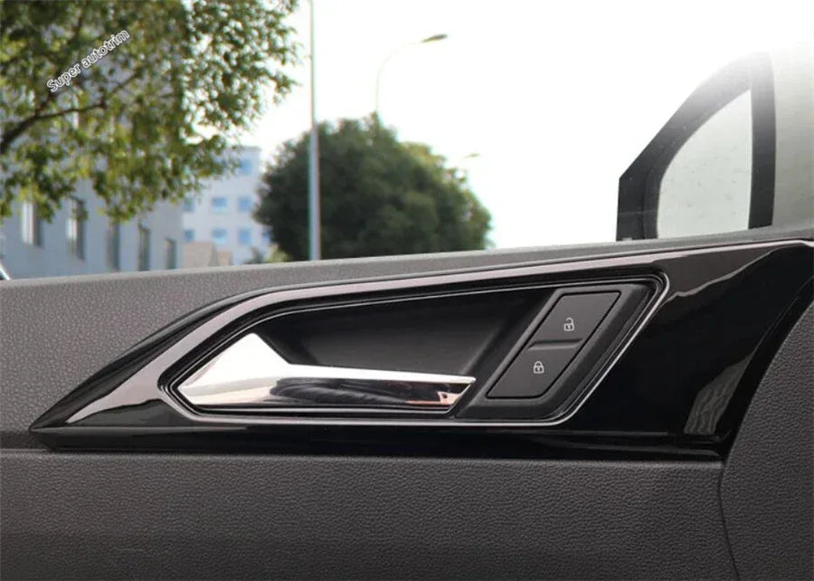 Center Control Gear Shift Panel Inner Door Armrest Handle Cover Trim Black Fit For VW Volkswagen Polo 2019 - 2023 Accessories