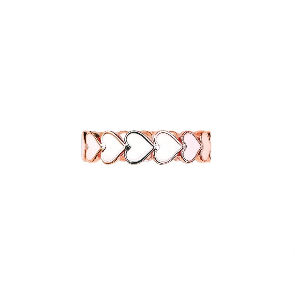 F1575 Heart Ring Rose Gold Plated Eternity Band Fashion Jewelry Unisex Daily Wear Valentine's Day Style