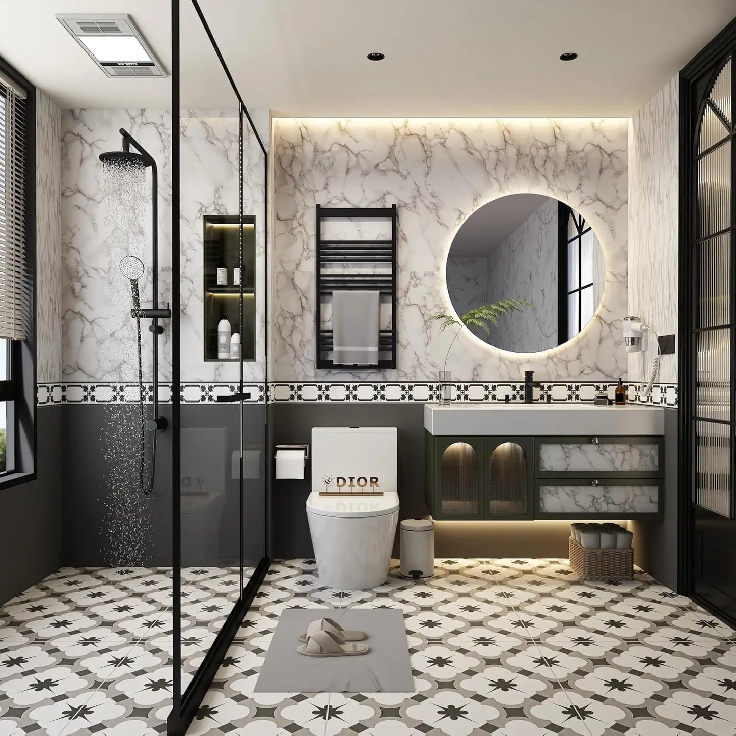 15.75x196.8 Inch Marble Wallpaper Peel and Stick Waterproof Vinyl Self Adhesive Wall Stickers Marble Sticker for Kitchen Cabinet