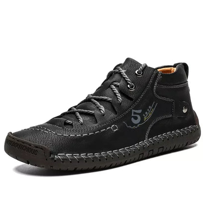 Factory Supply Drop Shipping Lace up Large Size Microfiber Leather Flat Men Casual Walking Boots