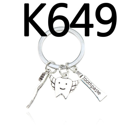 Bag Accessories Toothbrush Floss Toothpaste Tooth Dental Hygienist Pendant Keychain