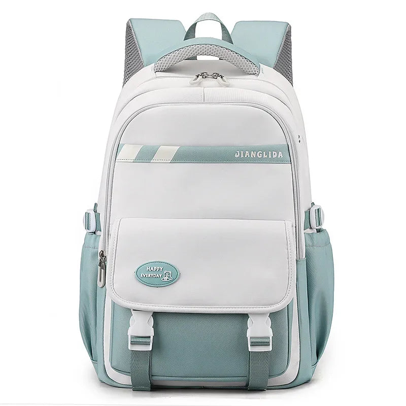 Junior High School College Girls' Large Capacity Backpack Grade 3-6 Elementary Students' High Quality Waterproof Striped