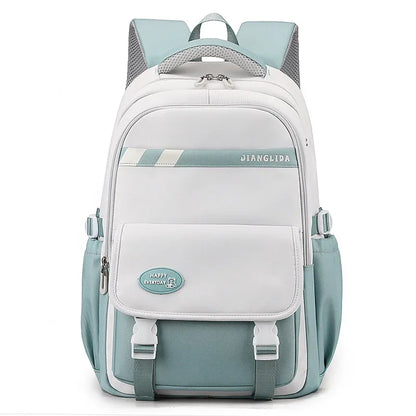 Junior High School College Girls' Large Capacity Backpack Grade 3-6 Elementary Students' High Quality Waterproof Striped