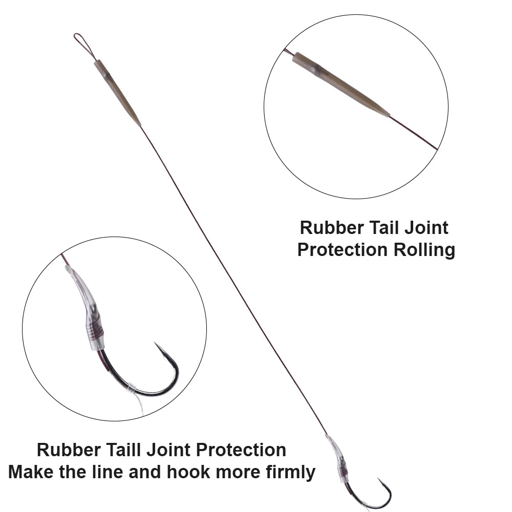 FTK Carp Fishing Hair Rigs Braided Line Thread Steel Hook Rigs Fishing Terminal Tackle