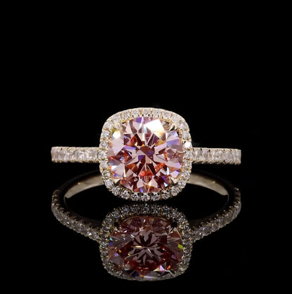 Vintage Designer 8CT Pink VS1 Lab Grown Diamond IGI Certified Ring 14K Yellow Gold Setting Rhodium Plated Engagement Wedding